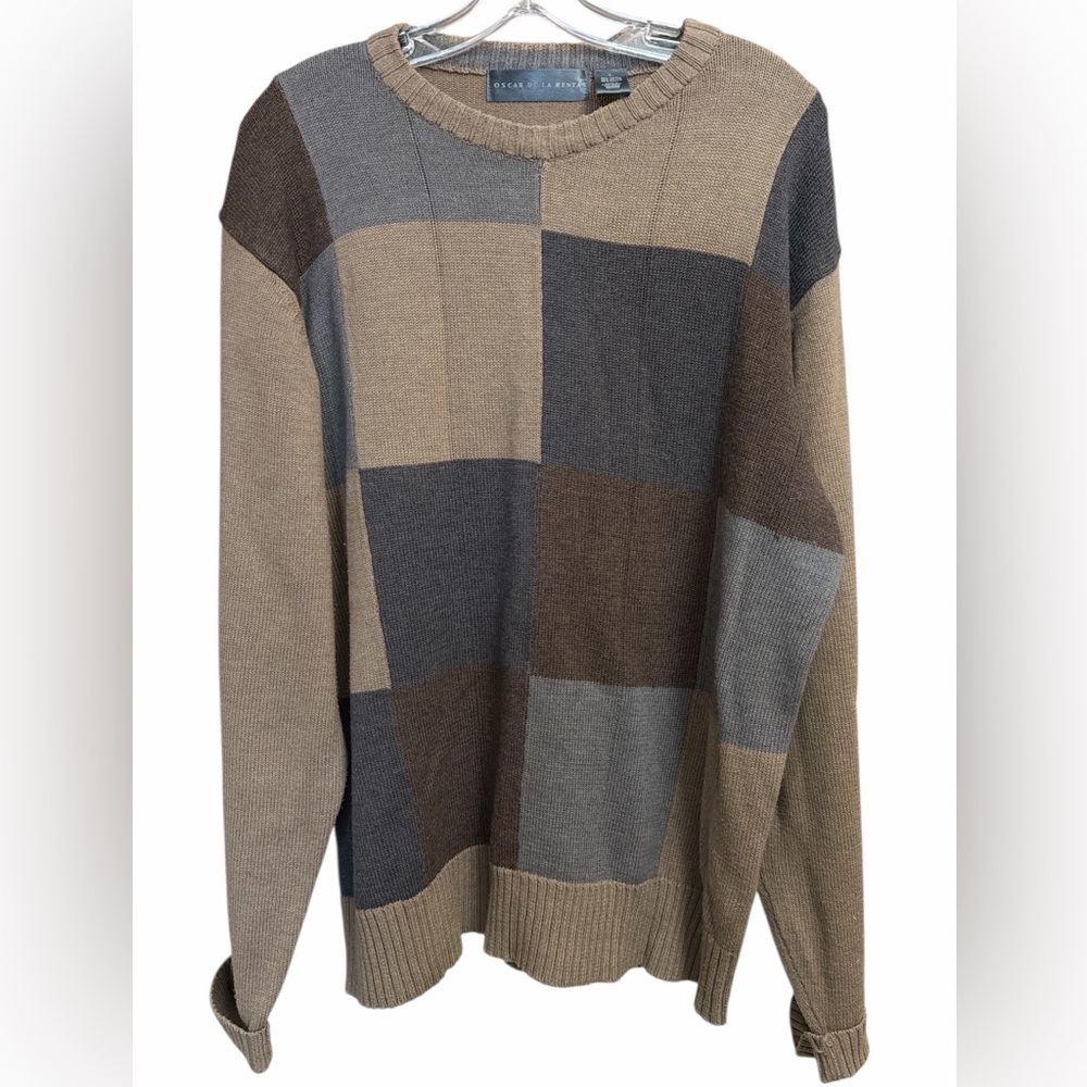 Oscar de la Renta Multicolor Patchwork Crewneck Sweater